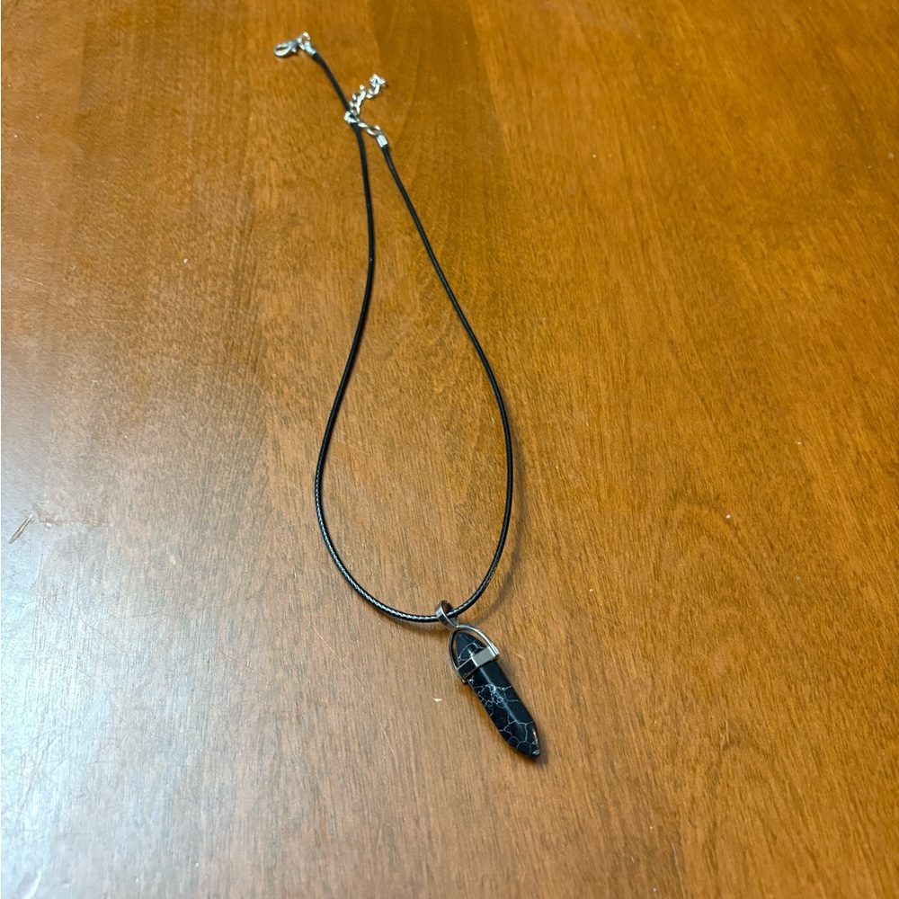 Sleek Black Stone Pendant Necklace